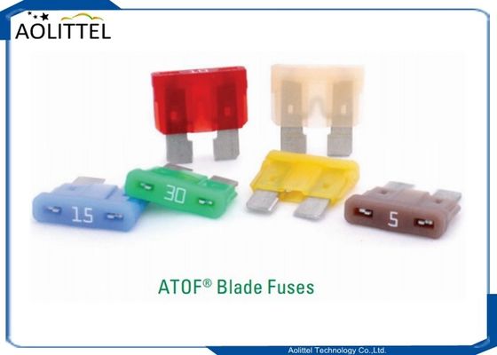 Qualität  PA66 Auto Blade Fuse , Automotive Industry ATOF 32V Series ATOF Medium Blade Fuse Rated 32V 1-40A Replaces 257 ATO Fabrik