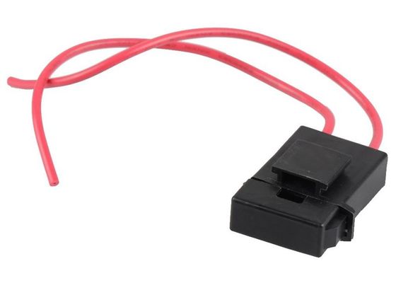 Rotes Draht-Schwarz-quadratischer Shell-Kappe verdrahteter Inline-Selbstsicherungs-Halter-Plastikkasten MT205 für Miniauto-Blatt-Sicherung