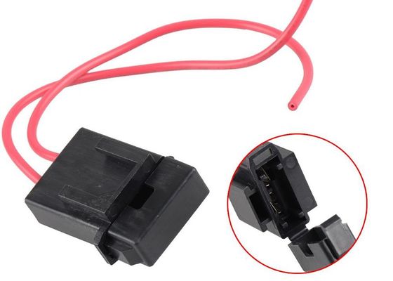 Rotes Draht-Schwarz-quadratischer Shell-Kappe verdrahteter Inline-Selbstsicherungs-Halter-Plastikkasten MT205 für Miniauto-Blatt-Sicherung
